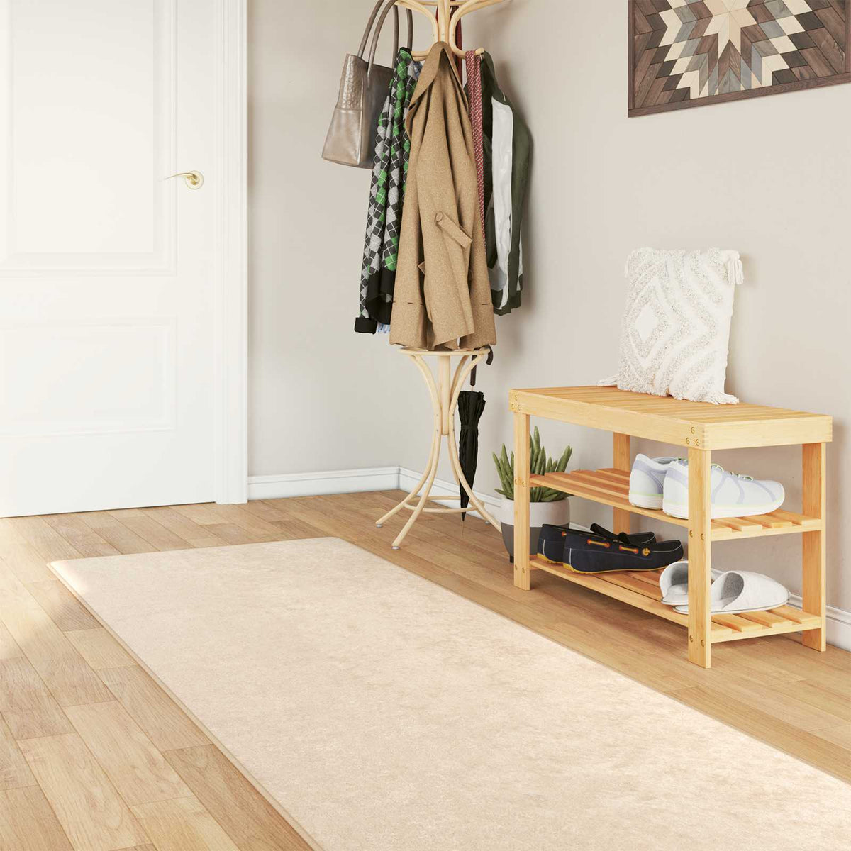 Vloerkleedloper MARSA Crème 250 x 100 cm Polyester en PVC is nu te koop bij PeponiXL, paradijselijk wonen!