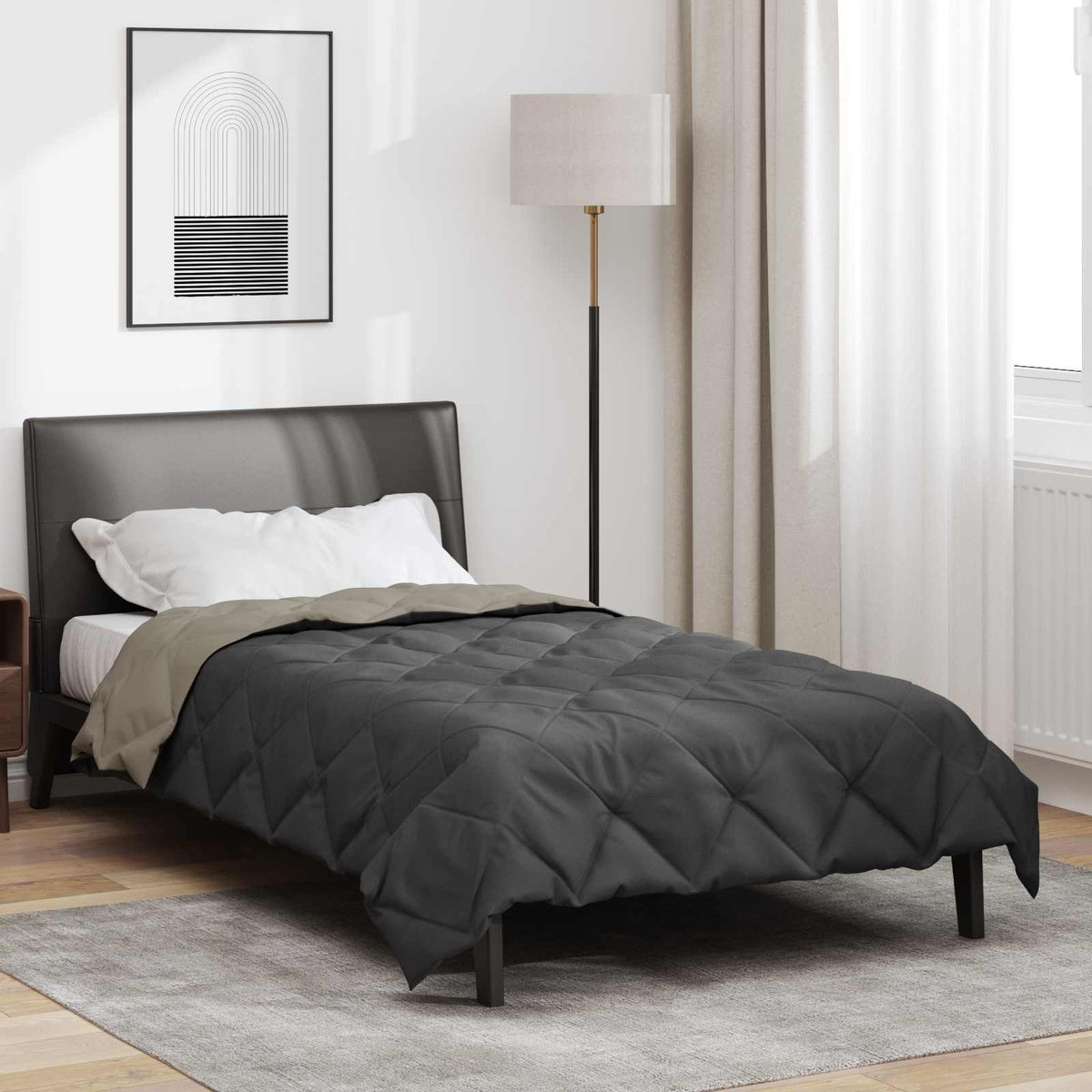 Zomerdekbed Lichtgrijs en Antraciet 220 x 135 cm Microfiber is nu te koop bij PeponiXL, paradijselijk wonen!