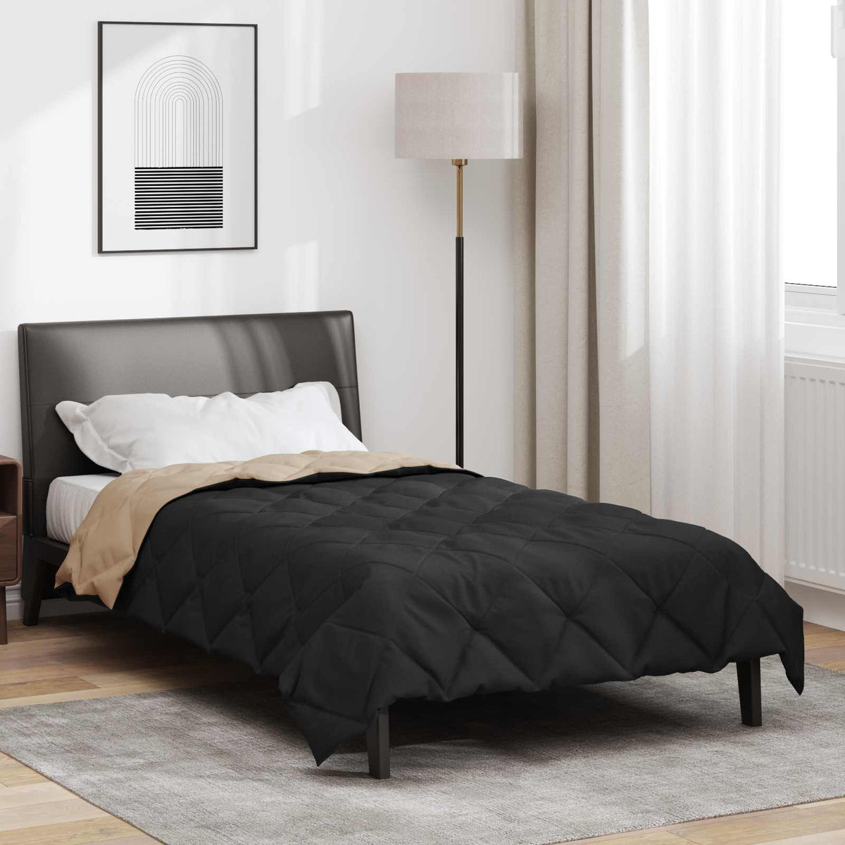 Vol jaar dekbed Zwart en Taupe 135 x 200 cm Microfiber is nu te koop bij PeponiXL, paradijselijk wonen!