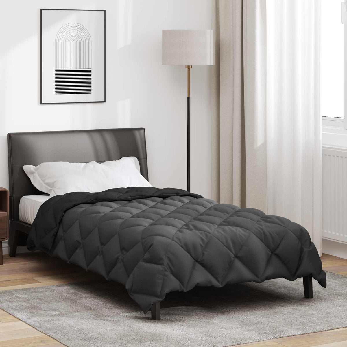 Winter Dekbed Zwart en Anthraciet 140 x 200 cm Microfiber is nu te koop bij PeponiXL, paradijselijk wonen!