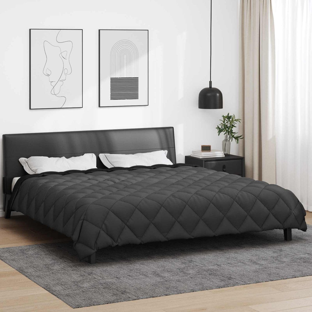 Winter Dekbed Zwart en Anthraciet 200 x 220 cm Microfiber is nu te koop bij PeponiXL, paradijselijk wonen!