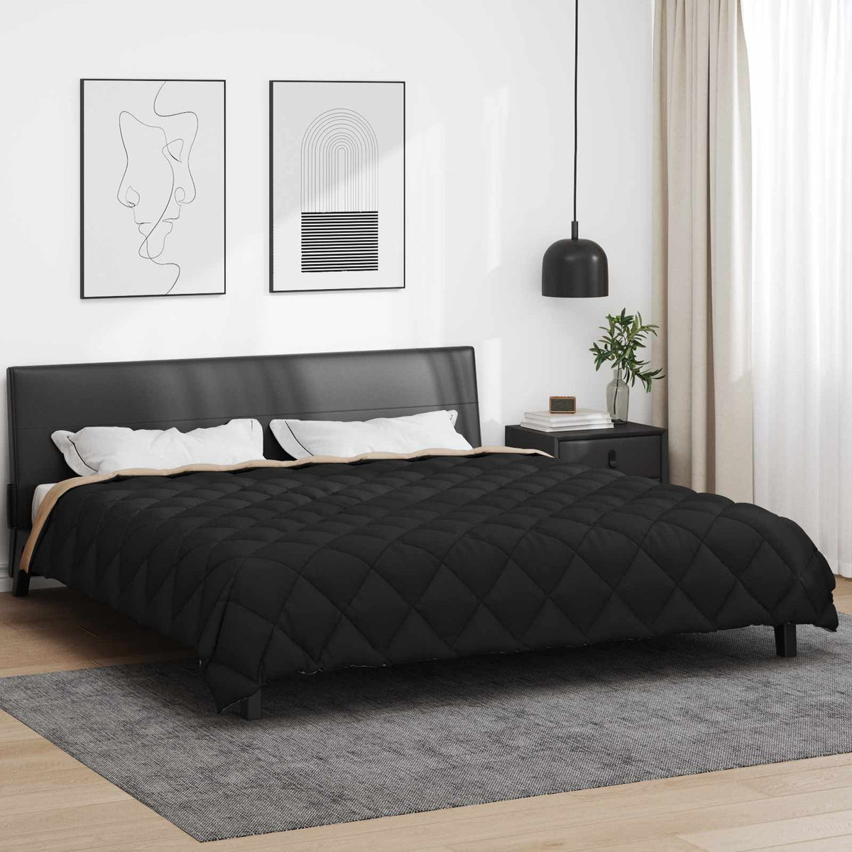 Winter Dekbed Zwart en Taupe 200 x 240 cm Microfiber is nu te koop bij PeponiXL, paradijselijk wonen!