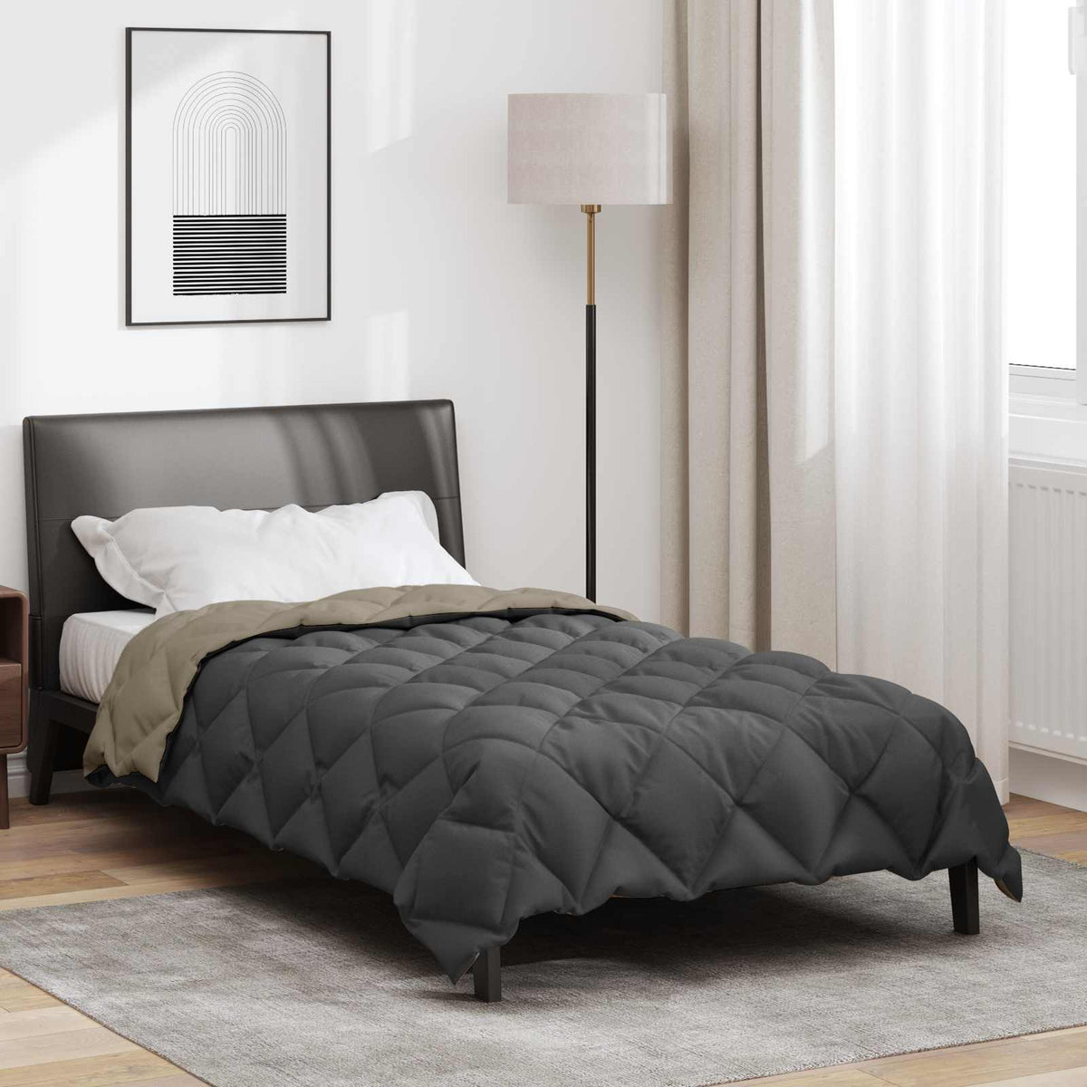 Winter Dekbed Lichtgrijs en Antraciet 135 x 220 cm Microfiber is nu te koop bij PeponiXL, paradijselijk wonen!