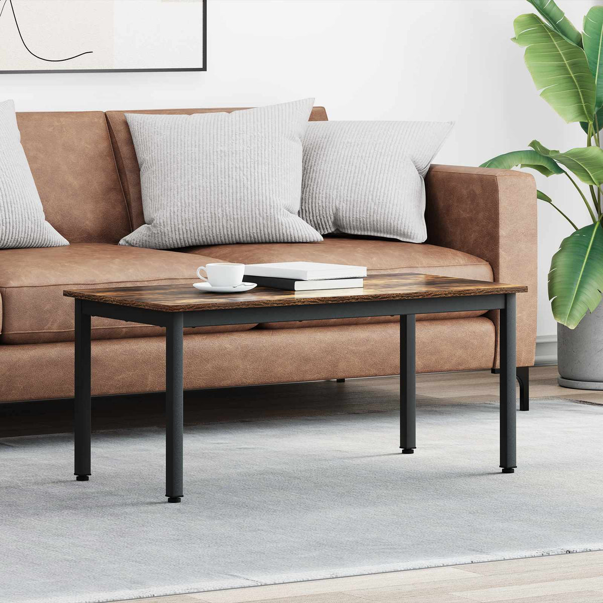 Salontafel Rook Eik 100 x 50 x 45 cm Bewerkt hout is nu te koop bij PeponiXL, paradijselijk wonen!