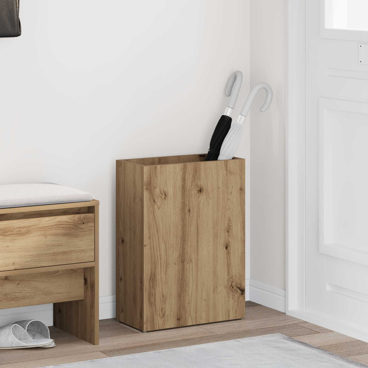 Paraplu Standaard Artisan Eiken 40 x 20 x 55,5 cm Bewerkt hout is nu te koop bij PeponiXL, paradijselijk wonen!