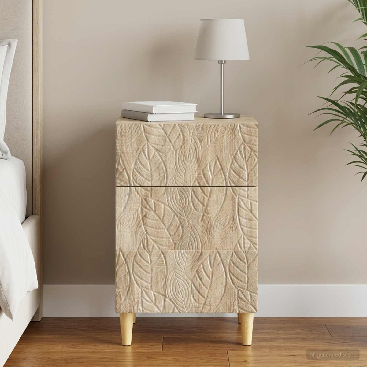 Nachtkastje Sonoma Eiken 43 x 39,5 x 66,5 cm Bewerkt hout is nu te koop bij PeponiXL, paradijselijk wonen!
