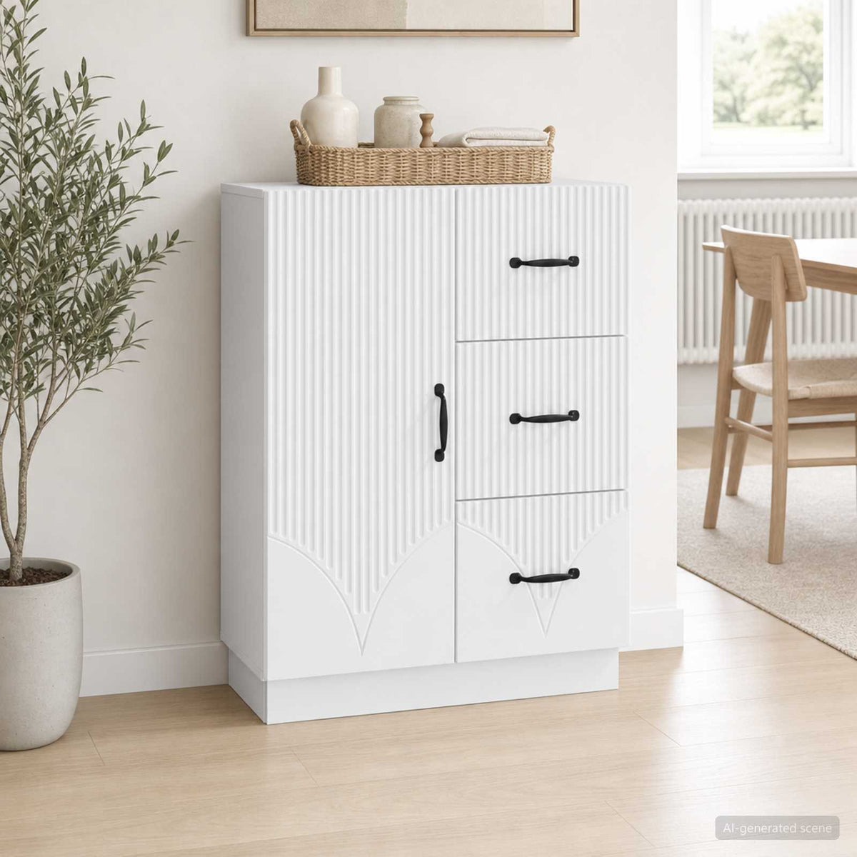 Dressoir Wit 66 x 34,5 x 87 cm Bewerkt hout is nu te koop bij PeponiXL, paradijselijk wonen!