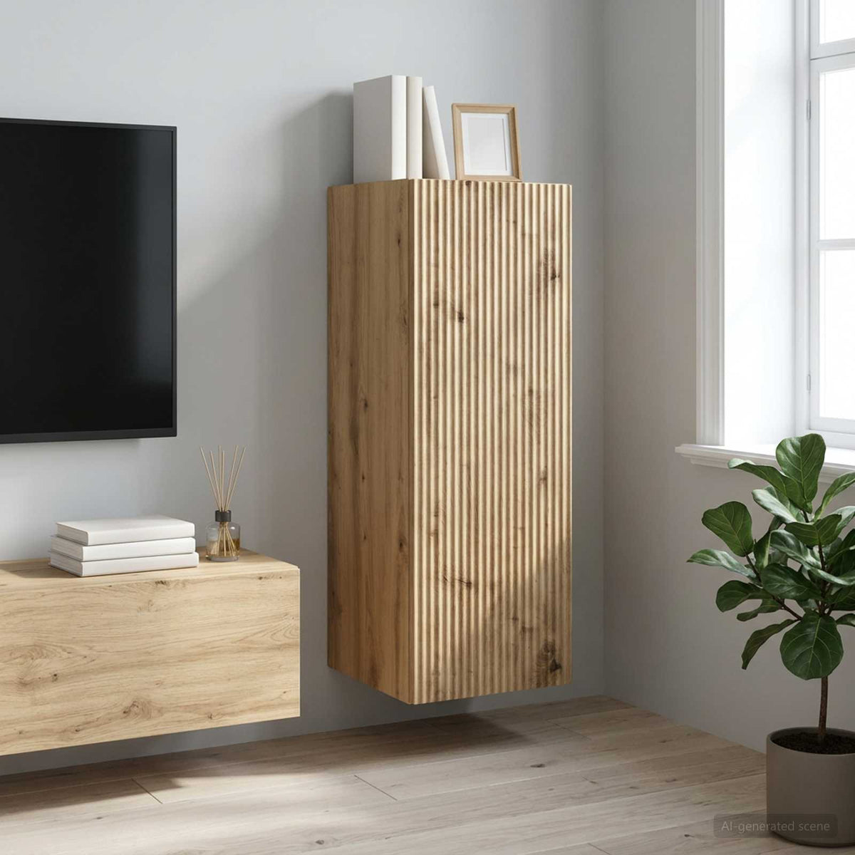 Wandkast 33 x 34,5 x 90 cm Bewerkt hout Artisanaal eiken is nu te koop bij PeponiXL, paradijselijk wonen!