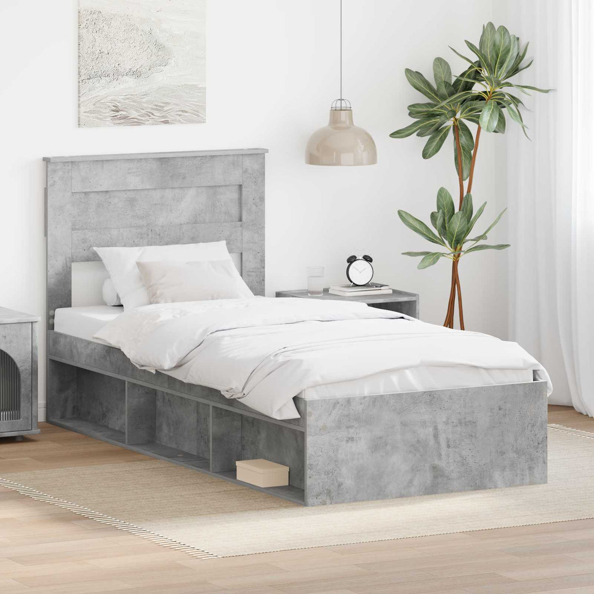 Bedframe Concerte Grijs 100 x 200 cm Massief grenenhout is nu te koop bij PeponiXL, paradijselijk wonen!