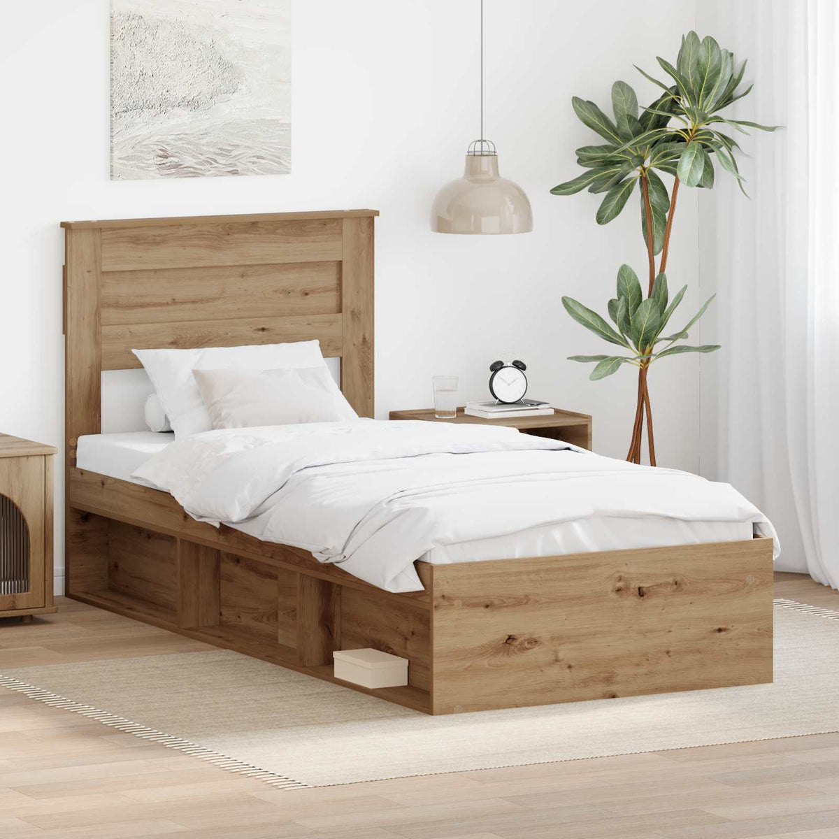 Bedframe Ambachtelijk eiken 75 x 190 cm Massief grenenhout is nu te koop bij PeponiXL, paradijselijk wonen!