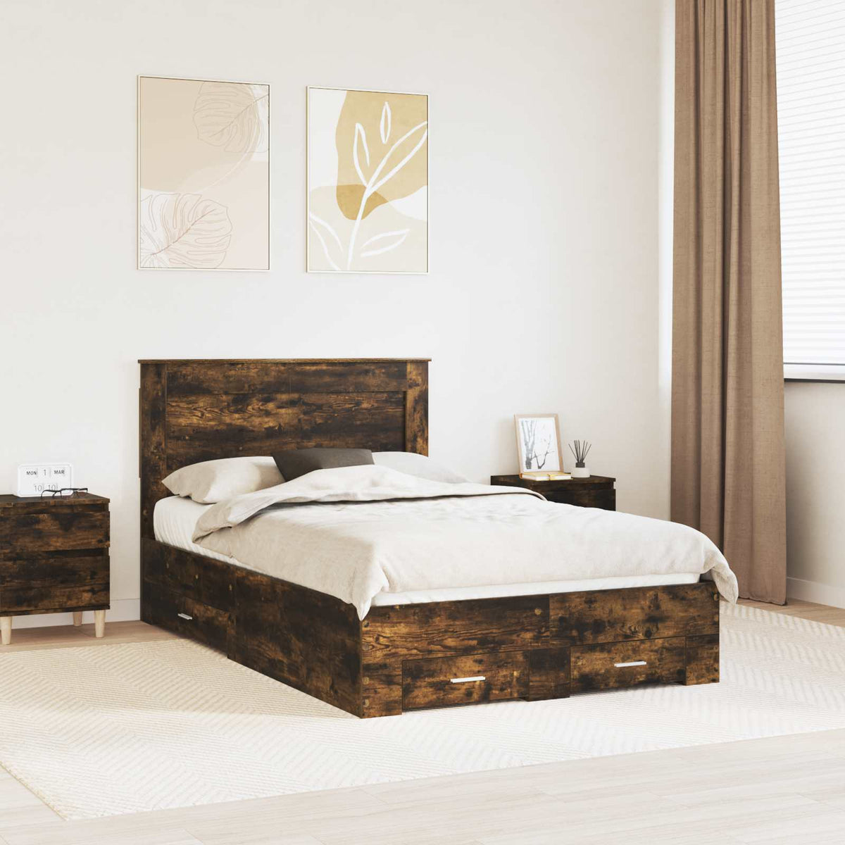 Bedframe met lade met hoofdeinde met opslag Bewerkt hout is nu te koop bij PeponiXL, paradijselijk wonen!
