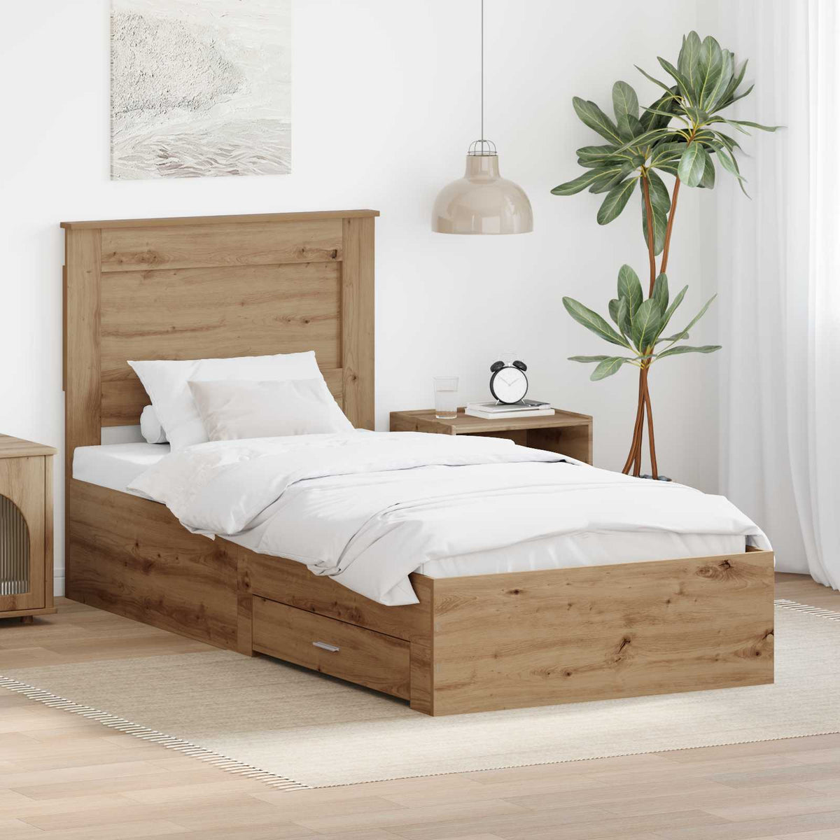 Bedframe met lade met hoofdeinde met opslag Bewerkt hout is nu te koop bij PeponiXL, paradijselijk wonen!