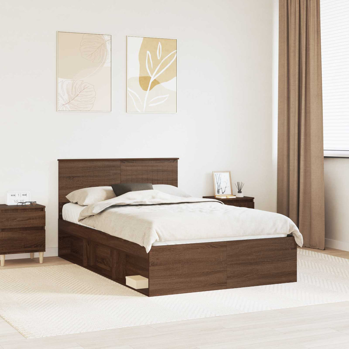 Bedframe Bruin Eiken 120 x 190 cm Massief grenenhout is nu te koop bij PeponiXL, paradijselijk wonen!