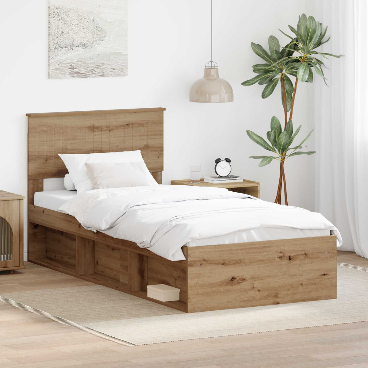 Bedframe Ambachtelijk eiken 90 x 200 cm Massief grenenhout is nu te koop bij PeponiXL, paradijselijk wonen!