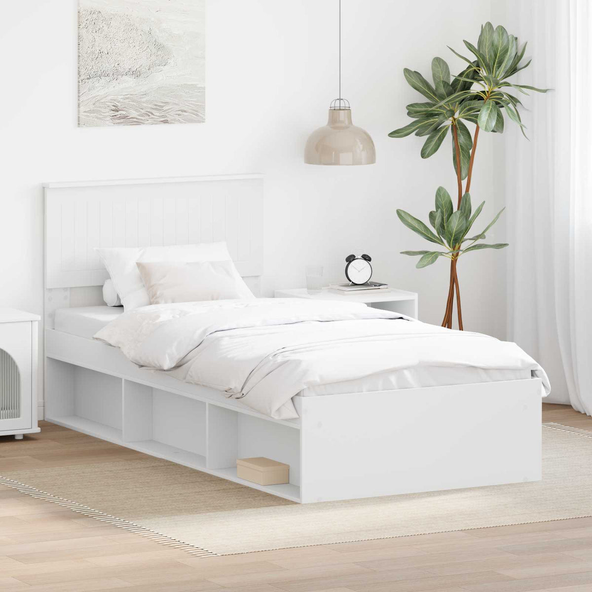 Bedframe met hoofdeinde Wit 90 x 190 cm Massief grenenhout is nu te koop bij PeponiXL, paradijselijk wonen!
