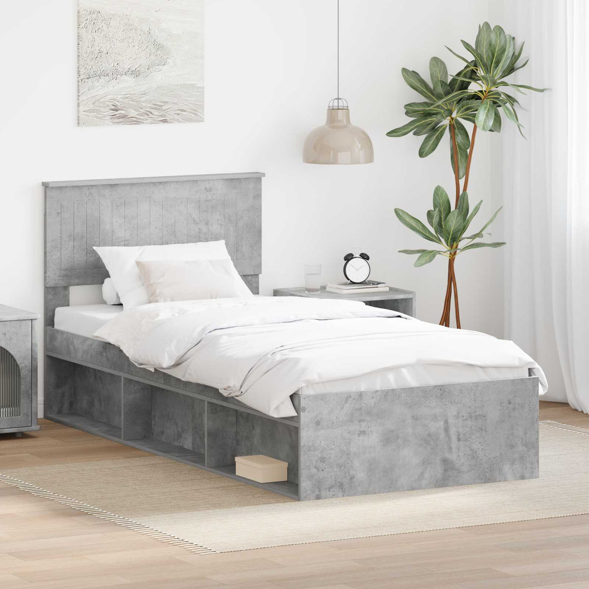 Bedframe Concerte Grijs 90 x 190 cm Massief grenenhout is nu te koop bij PeponiXL, paradijselijk wonen!