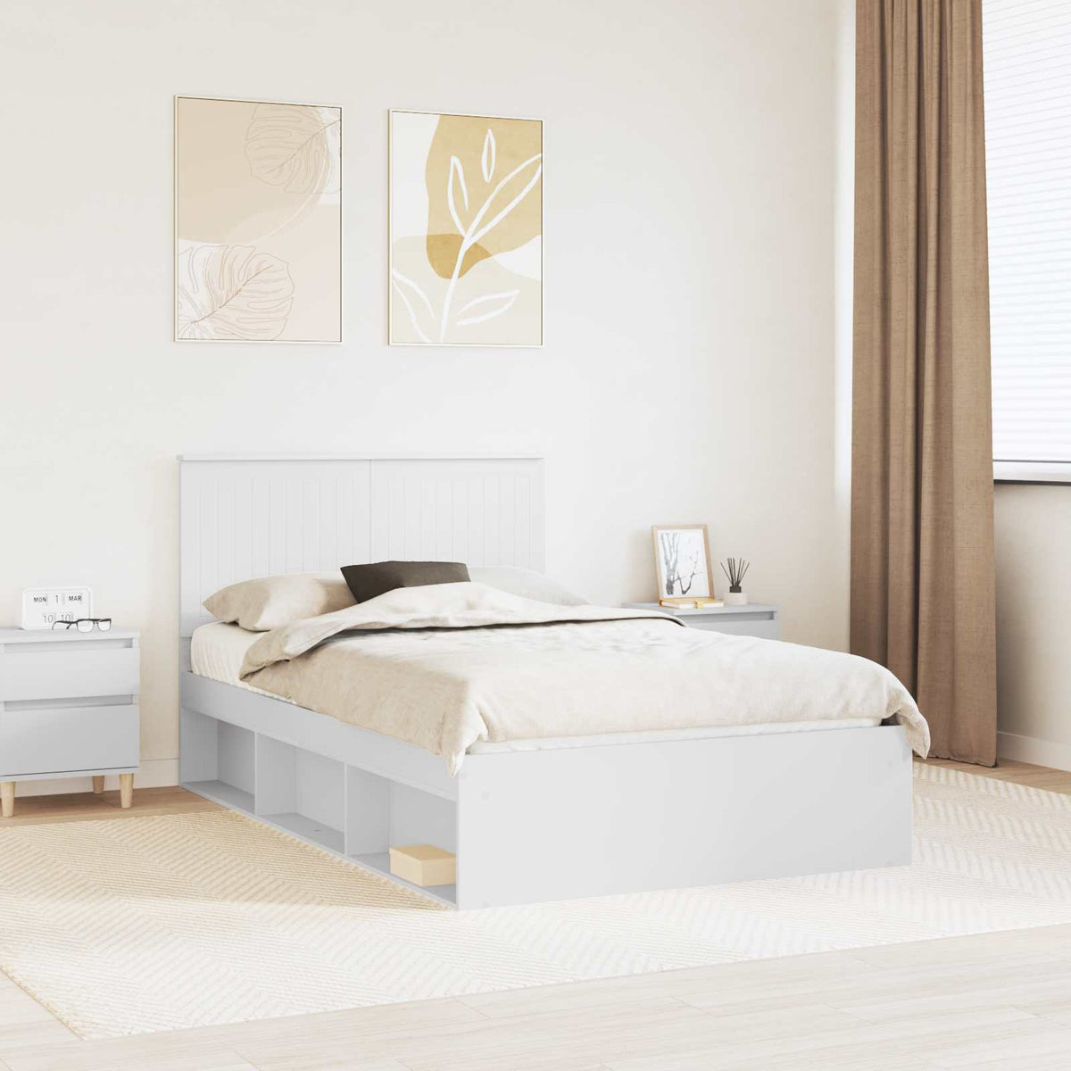 Bedframe met hoofdeinde Wit 120 x 200 cm Massief grenenhout is nu te koop bij PeponiXL, paradijselijk wonen!
