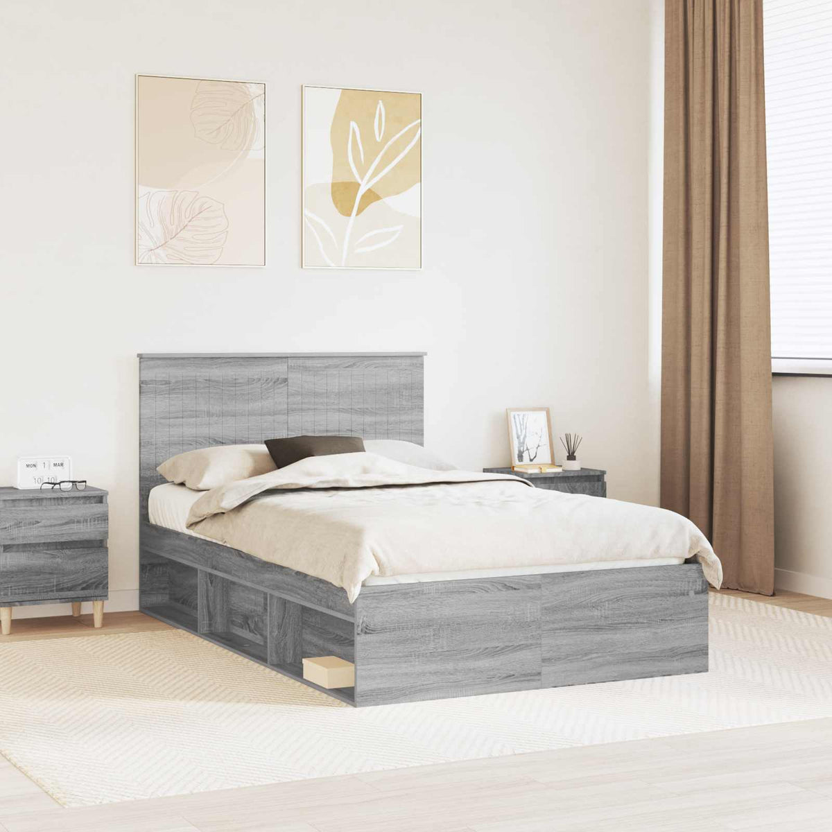 Bedframe Grijs Sonoma 120 x 190 cm Massief grenenhout is nu te koop bij PeponiXL, paradijselijk wonen!