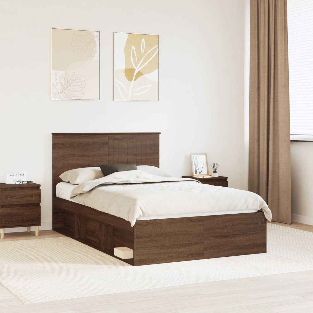 Bedframe Bruin Eiken 120 x 190 cm Massief grenenhout is nu te koop bij PeponiXL, paradijselijk wonen!