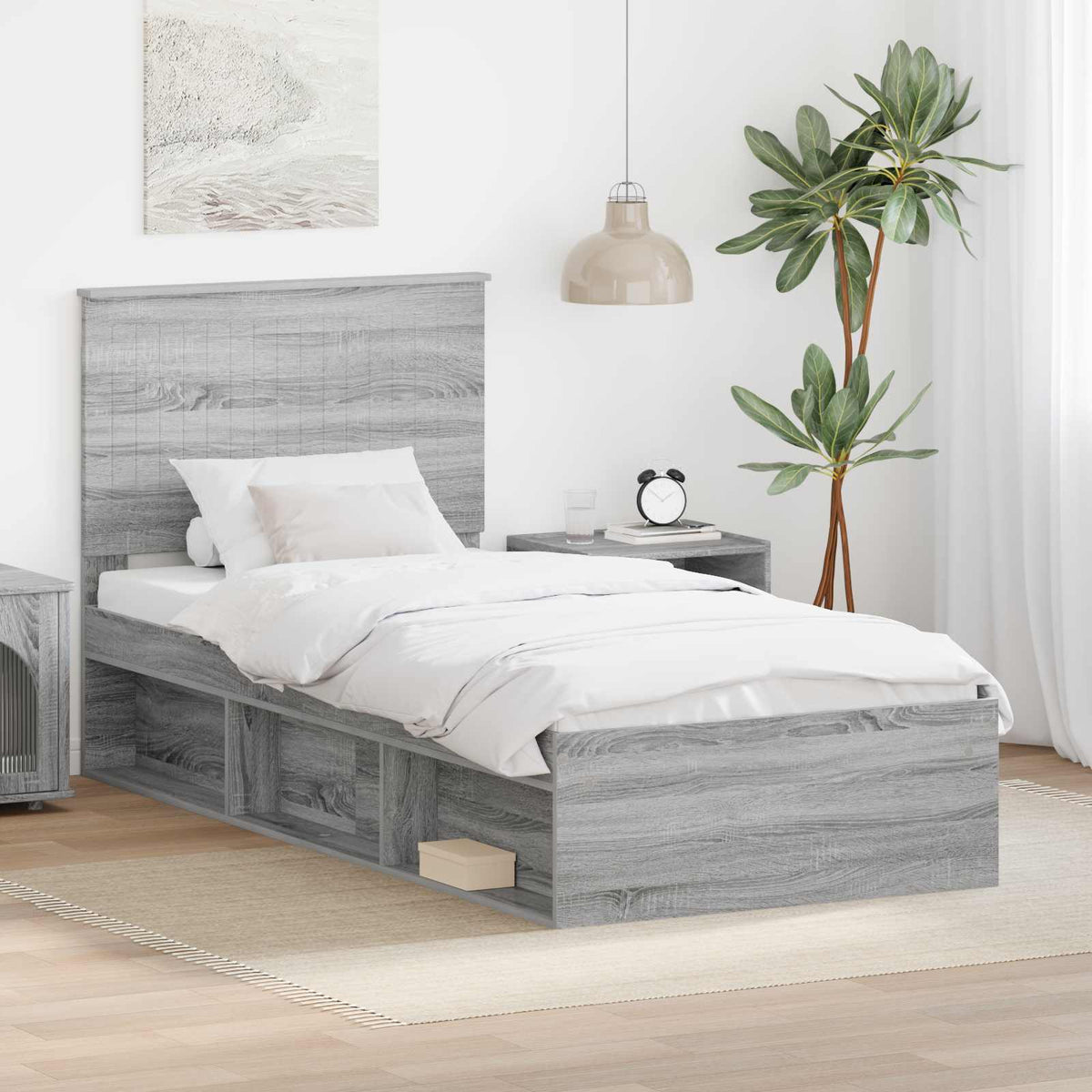 Bedframe Grijs Sonoma 90 x 190 cm Massief grenenhout is nu te koop bij PeponiXL, paradijselijk wonen!
