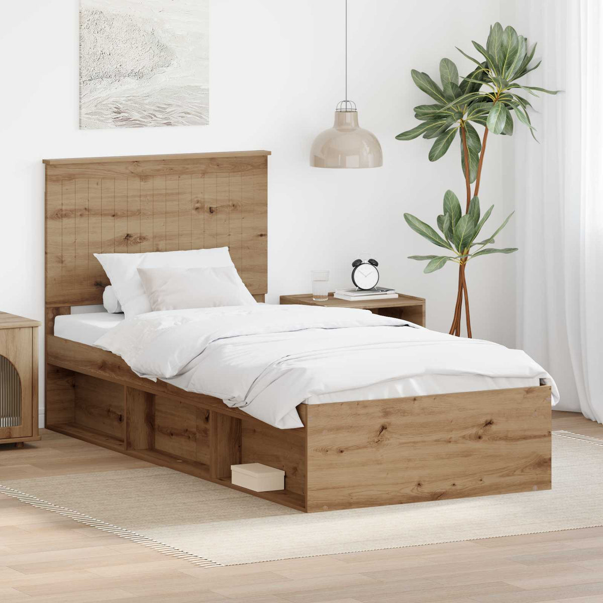 Bedframe Ambachtelijk eiken 90 x 200 cm Massief grenenhout is nu te koop bij PeponiXL, paradijselijk wonen!