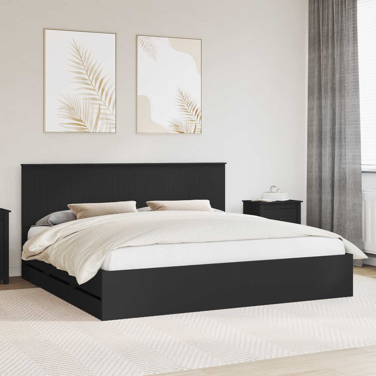 Bedframe met lade met opslag Zwart 200 x 200 cm Ingenieurshout is nu te koop bij PeponiXL, paradijselijk wonen!