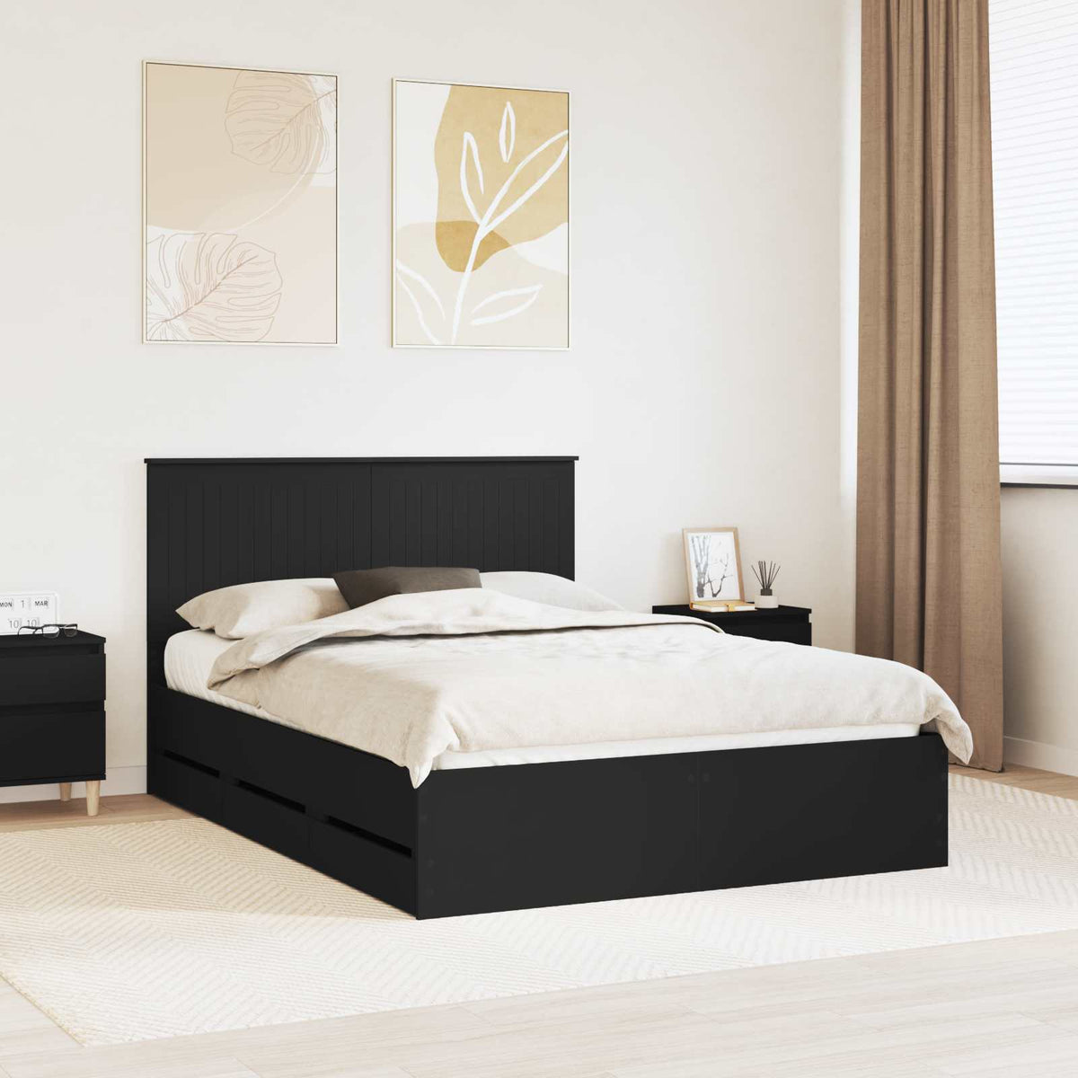 Bedframe met lade met opslag Zwart 140 x 200 cm Ingenieurshout is nu te koop bij PeponiXL, paradijselijk wonen!