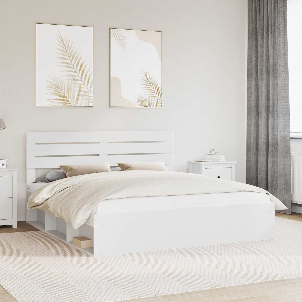 Bedframe met hoofdeinde Wit 180 x 200 cm Massief grenenhout is nu te koop bij PeponiXL, paradijselijk wonen!