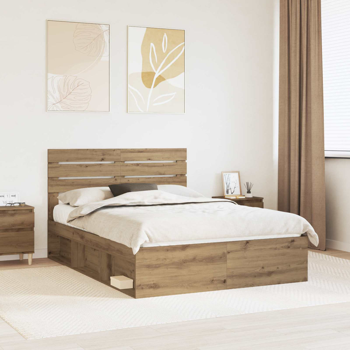 Bedframe Ambachtelijk eiken 140 x 190 cm Massief grenenhout is nu te koop bij PeponiXL, paradijselijk wonen!