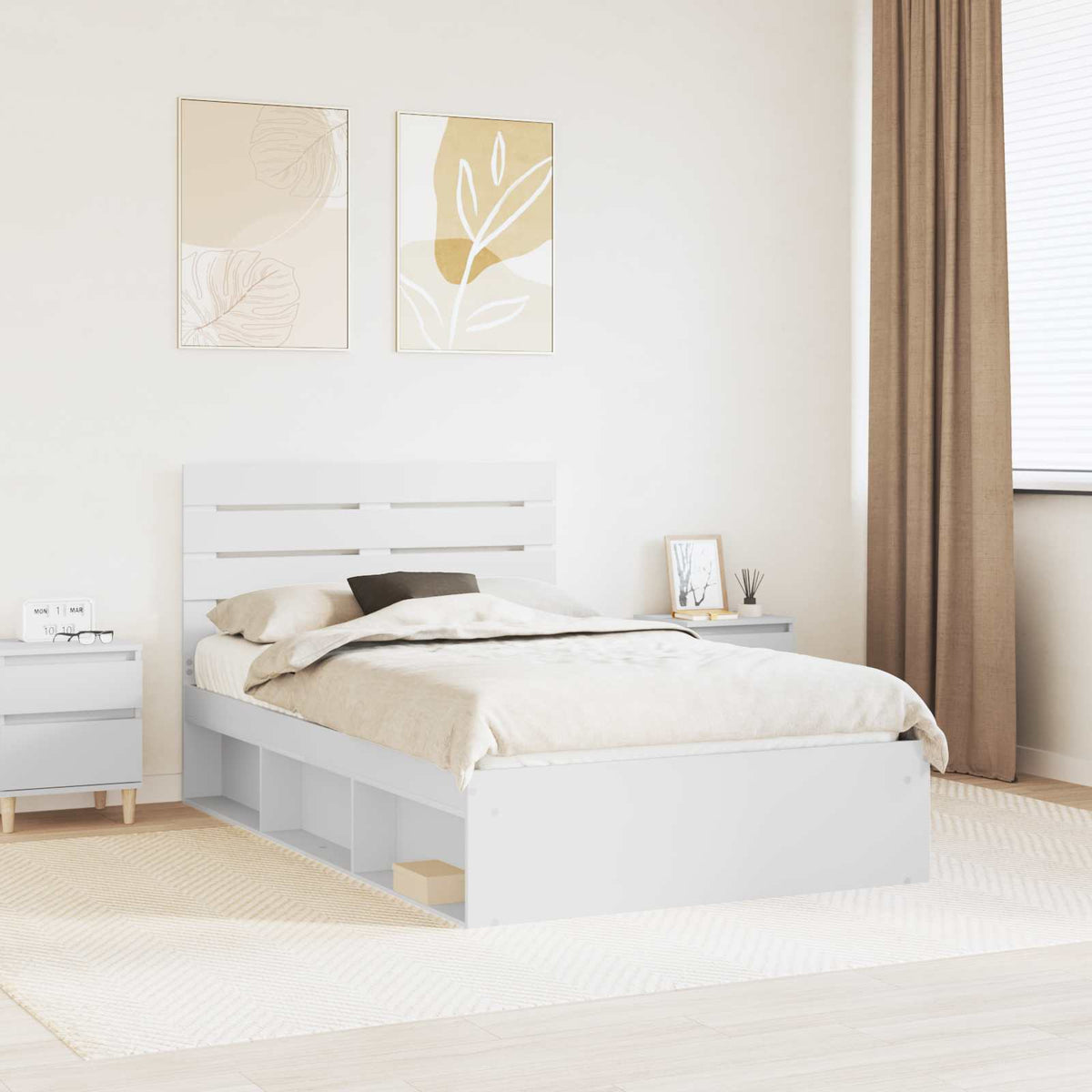 Bedframe met hoofdeinde Wit 120 x 190 cm Massief grenenhout is nu te koop bij PeponiXL, paradijselijk wonen!