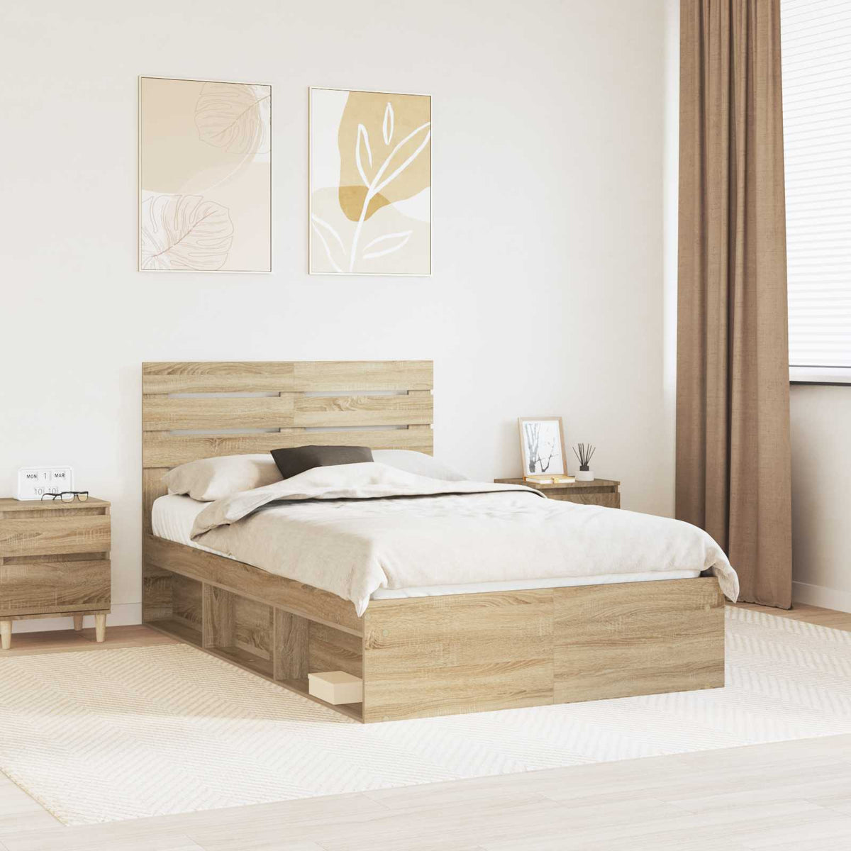 Bedframe met hoofdeinde Sonoma 120 x 190 cm Massief grenenhout is nu te koop bij PeponiXL, paradijselijk wonen!