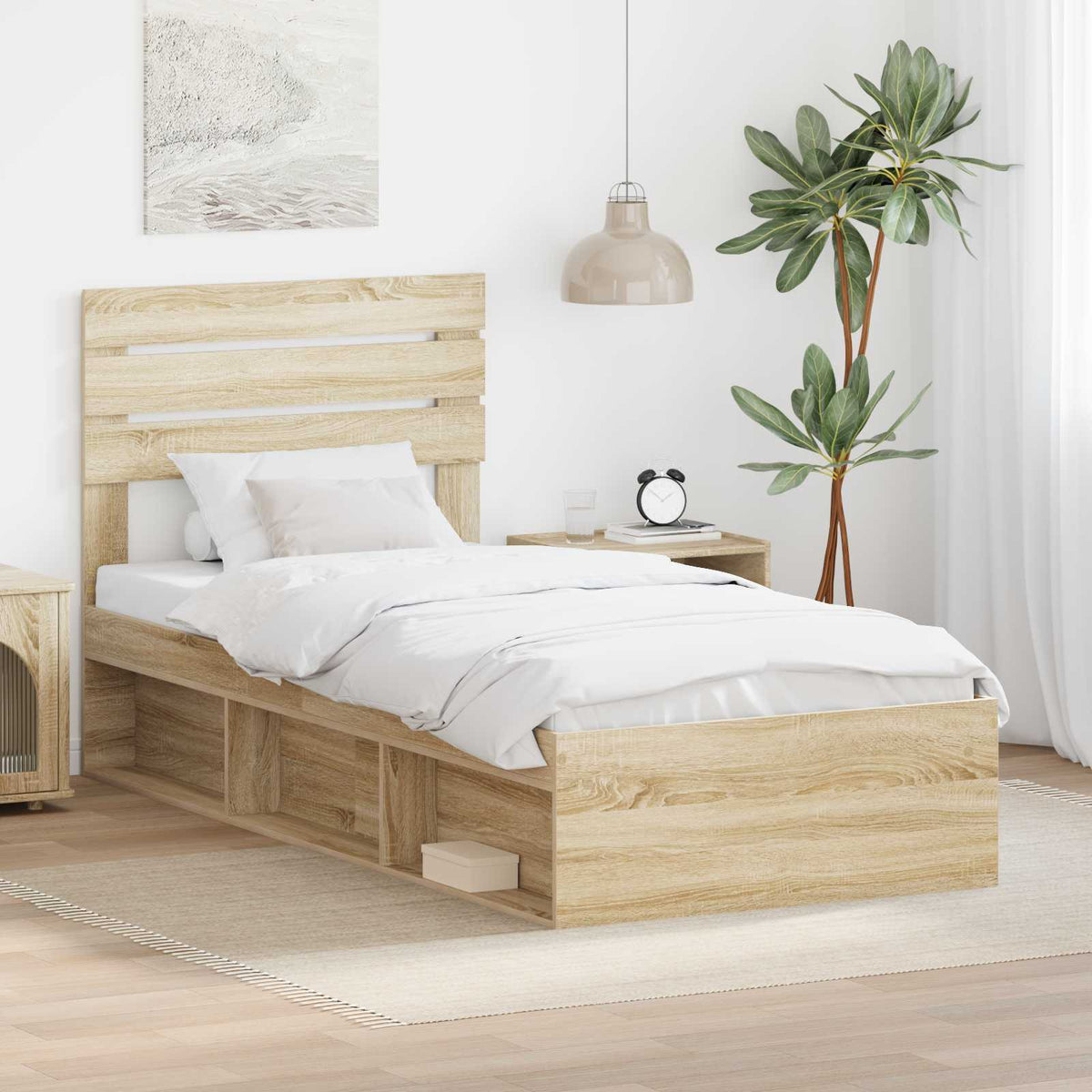 Bedframe met hoofdeinde Sonoma 90 x 190 cm Massief grenenhout is nu te koop bij PeponiXL, paradijselijk wonen!