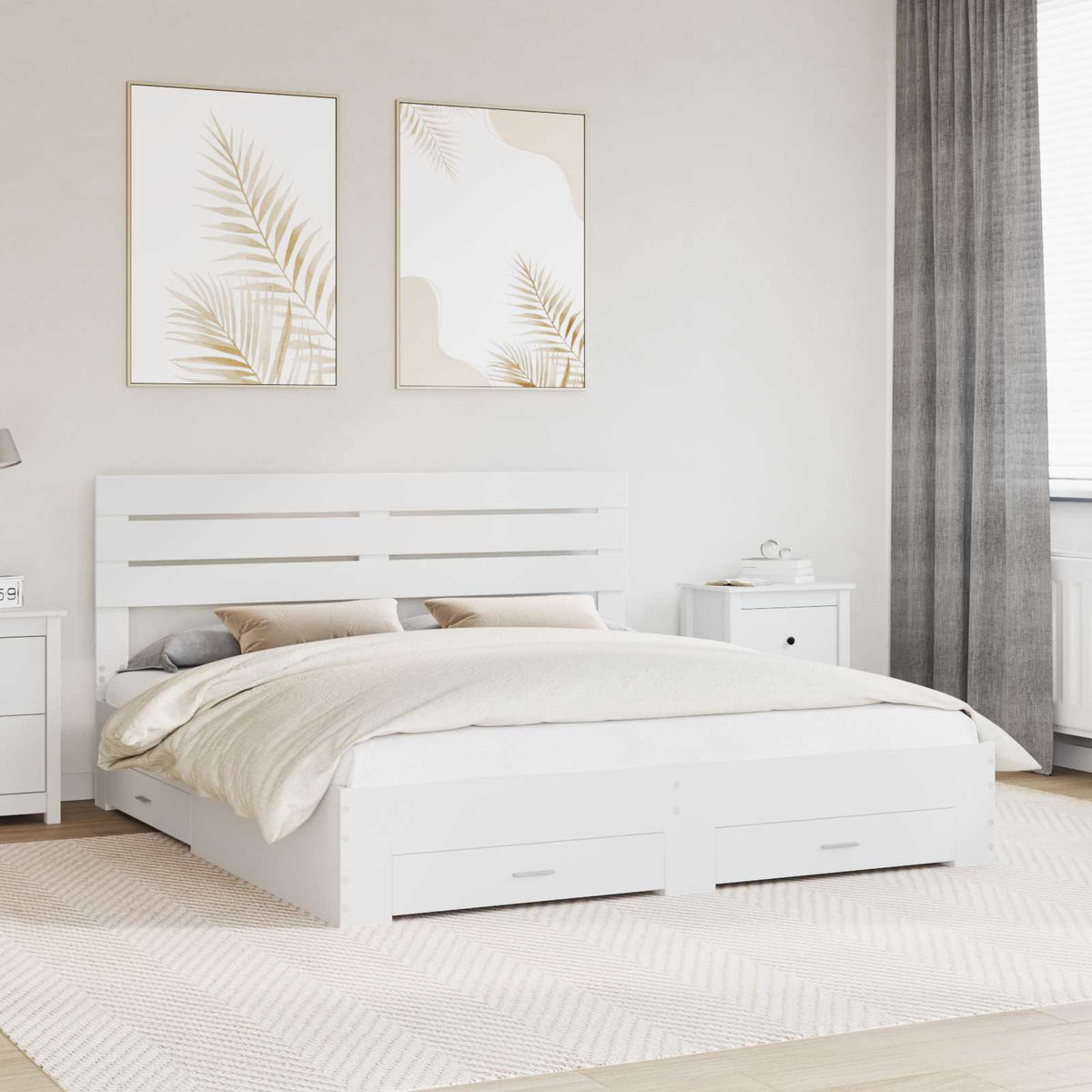 Bedframe met lade met hoofdeinde met opslag Bewerkt hout is nu te koop bij PeponiXL, paradijselijk wonen!