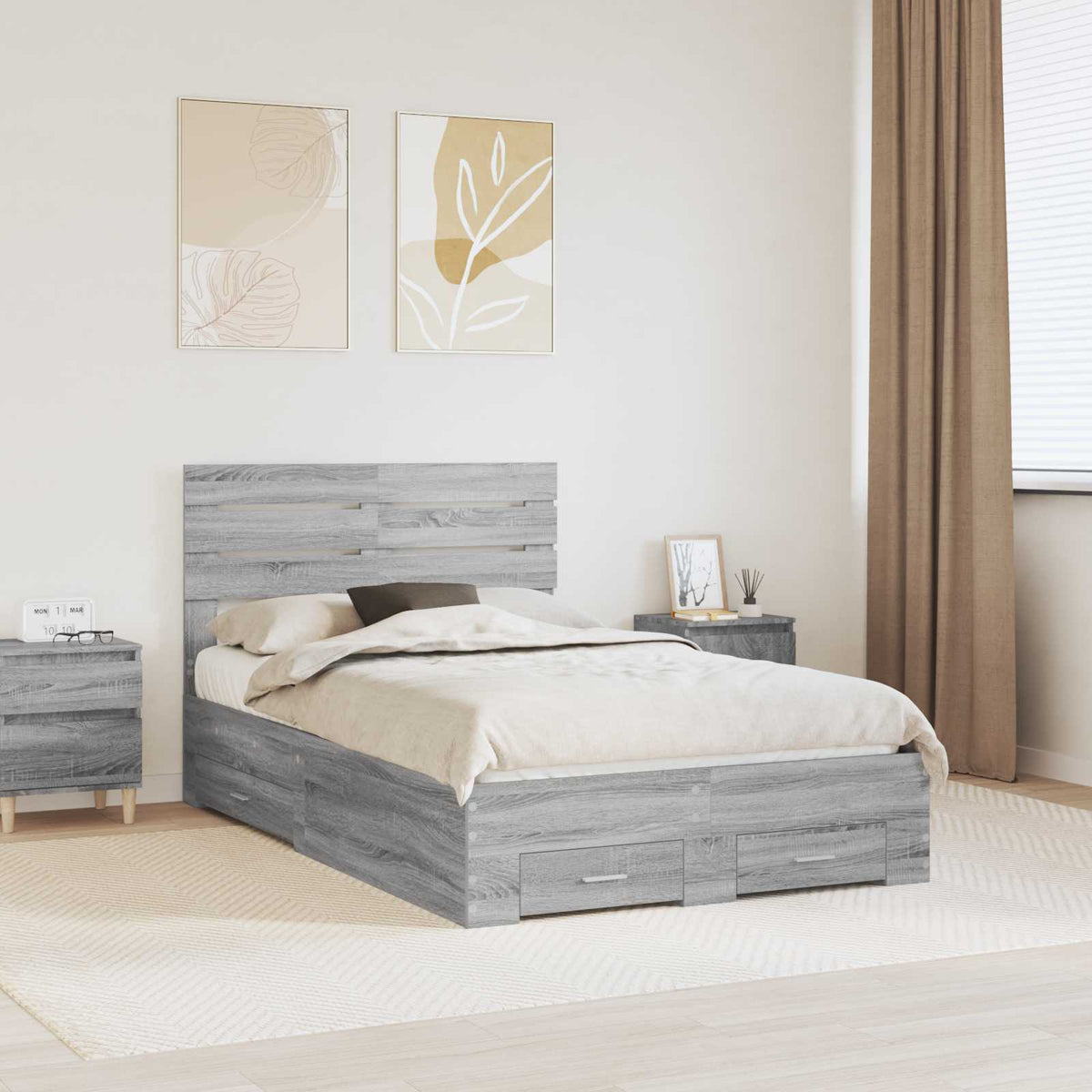 Bedframe met lade met hoofdeinde met opslag Bewerkt hout is nu te koop bij PeponiXL, paradijselijk wonen!