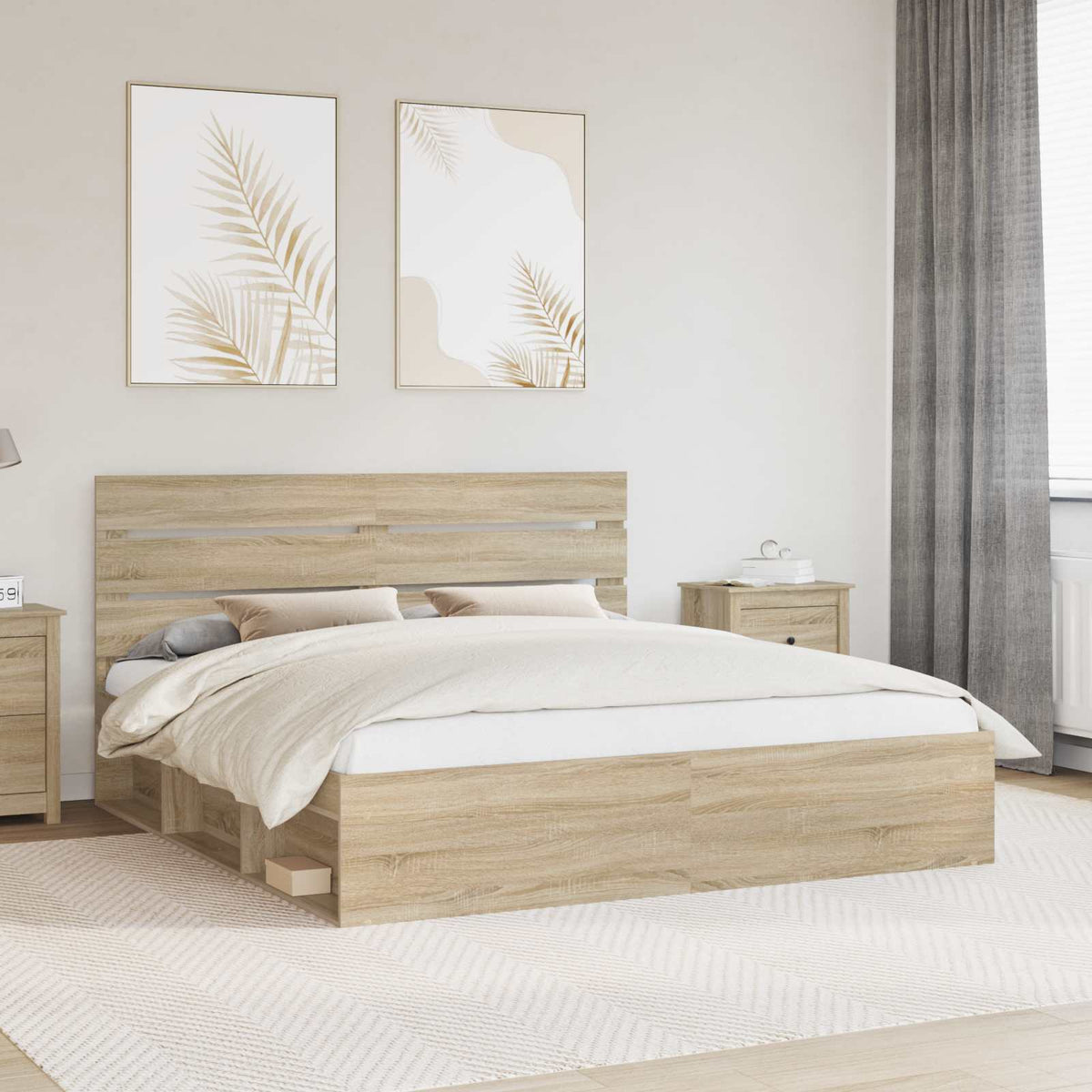 Bedframe met hoofdeinde Sonoma 180 x 200 cm Massief grenenhout is nu te koop bij PeponiXL, paradijselijk wonen!
