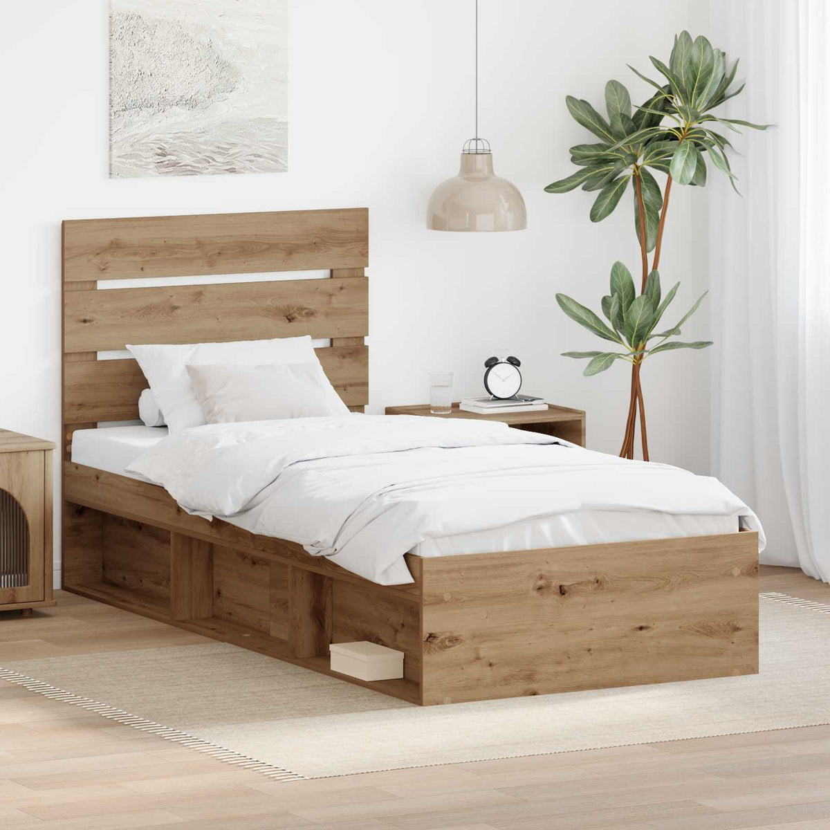 Bedframe Ambachtelijk eiken 75 x 190 cm Massief grenenhout is nu te koop bij PeponiXL, paradijselijk wonen!