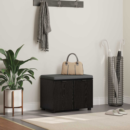 Halbank met kussen met plank Zwarte Eik 60 x 38 x 46 cm is nu te koop bij PeponiXL, paradijselijk wonen!