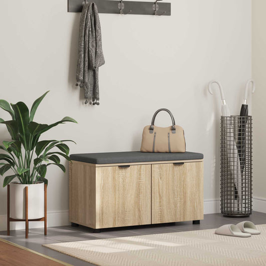 Halbank met kussen met plank Sonoma Eiken 80 x 38 x 46 cm is nu te koop bij PeponiXL, paradijselijk wonen!
