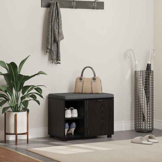 Halbank met kussen met plank Zwarte Eik 60 x 38 x 46 cm is nu te koop bij PeponiXL, paradijselijk wonen!
