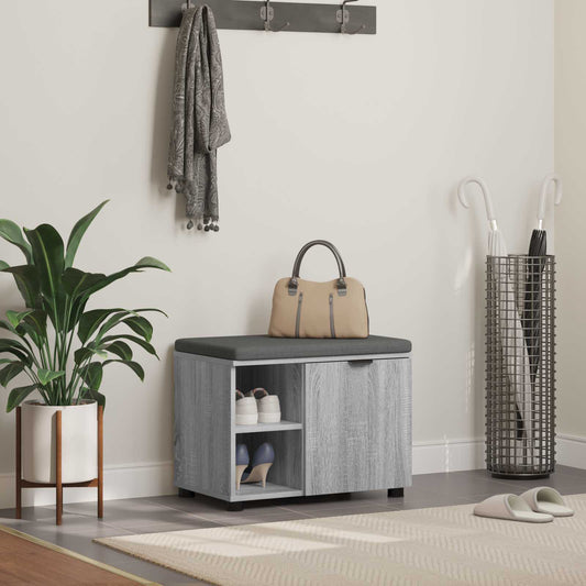 Halbank met kussen met plank Grijze Sonoma 60 x 38 x 46 cm is nu te koop bij PeponiXL, paradijselijk wonen!