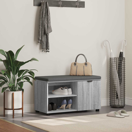 Halbank met kussen met plank Grijze Sonoma 80 x 38 x 46 cm is nu te koop bij PeponiXL, paradijselijk wonen!