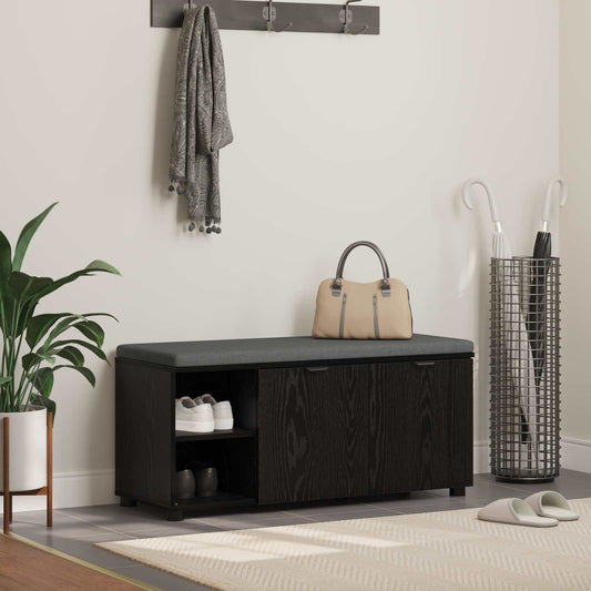 Halbank met kussen met plank Zwarte Eik 100 x 38 x 46 cm is nu te koop bij PeponiXL, paradijselijk wonen!