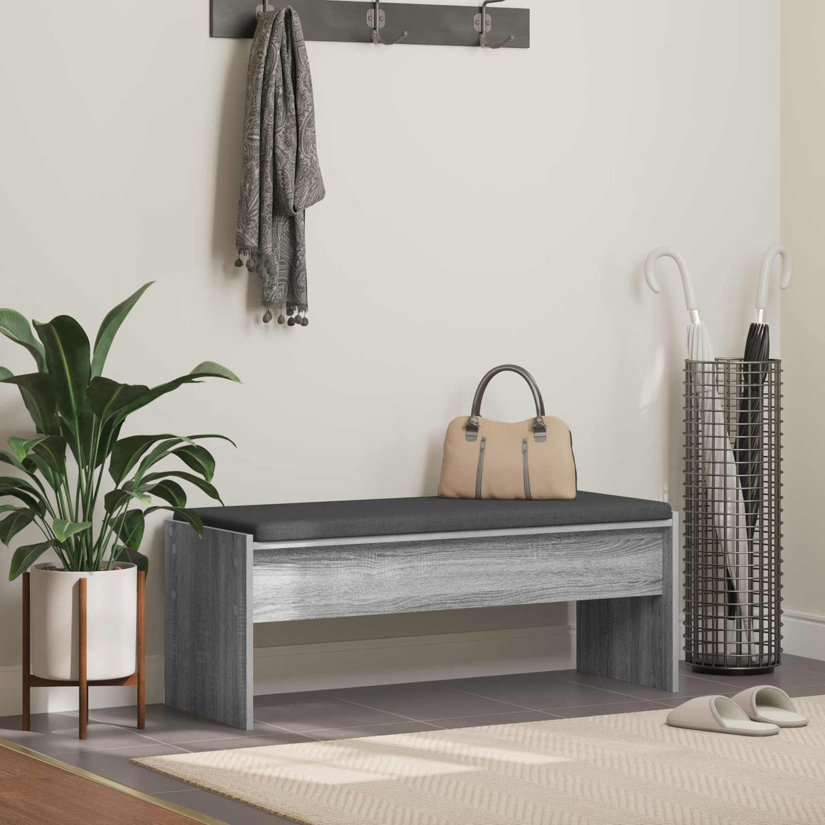 Halbank met kussen Grijs Sonoma 103 x 38 x 40 cm is nu te koop bij PeponiXL, paradijselijk wonen!