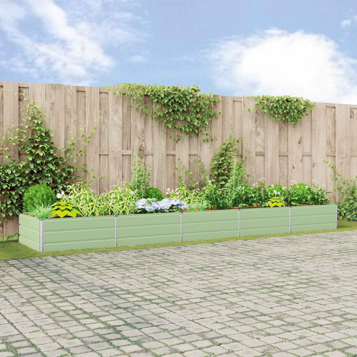 Plantenbak Pastelgroen 480 x 100 x 45 cm Gegalvaniseerd staal is nu te koop bij PeponiXL, paradijselijk wonen!