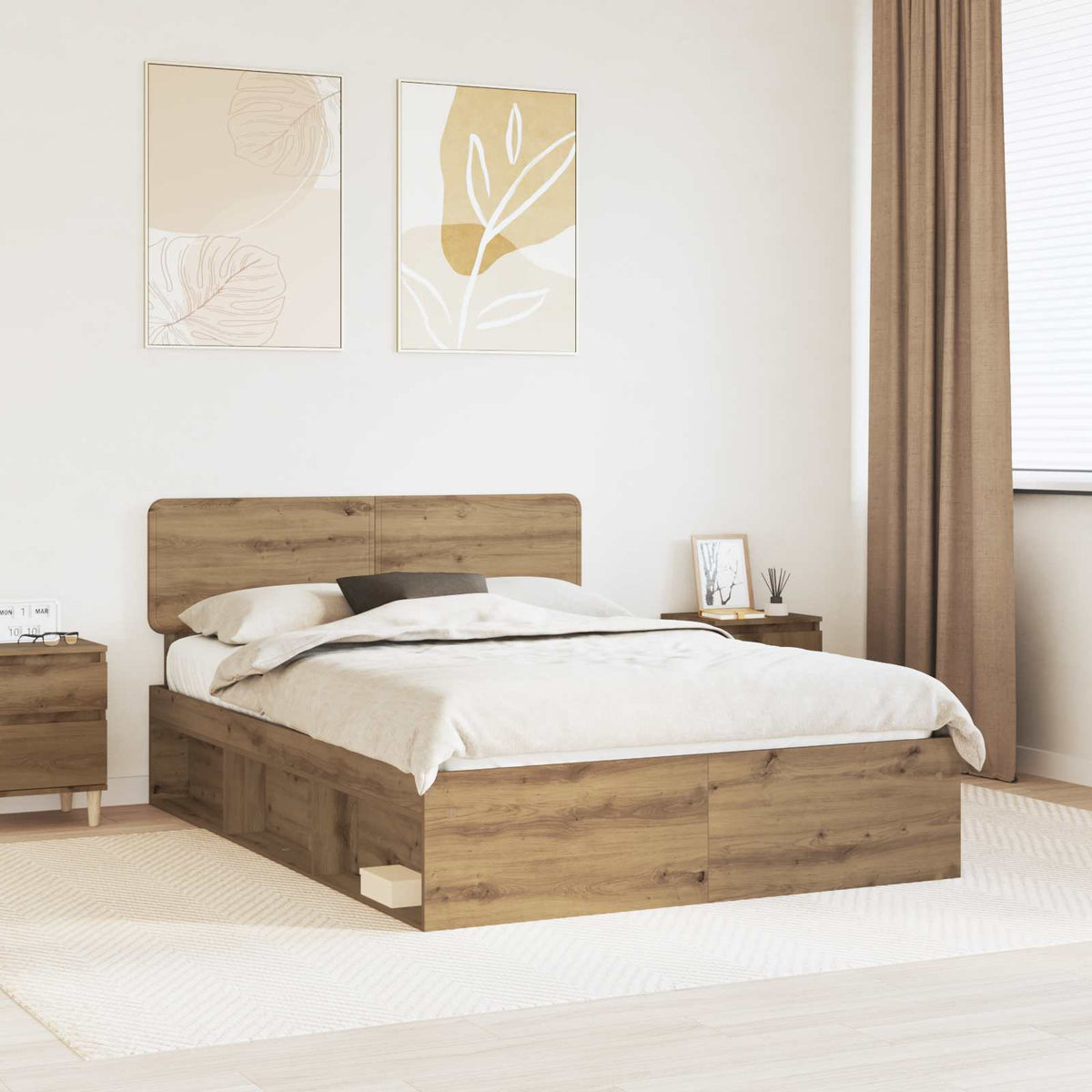Bedframe Ambachtelijk eiken 150 x 200 cm Massief grenenhout is nu te koop bij PeponiXL, paradijselijk wonen!