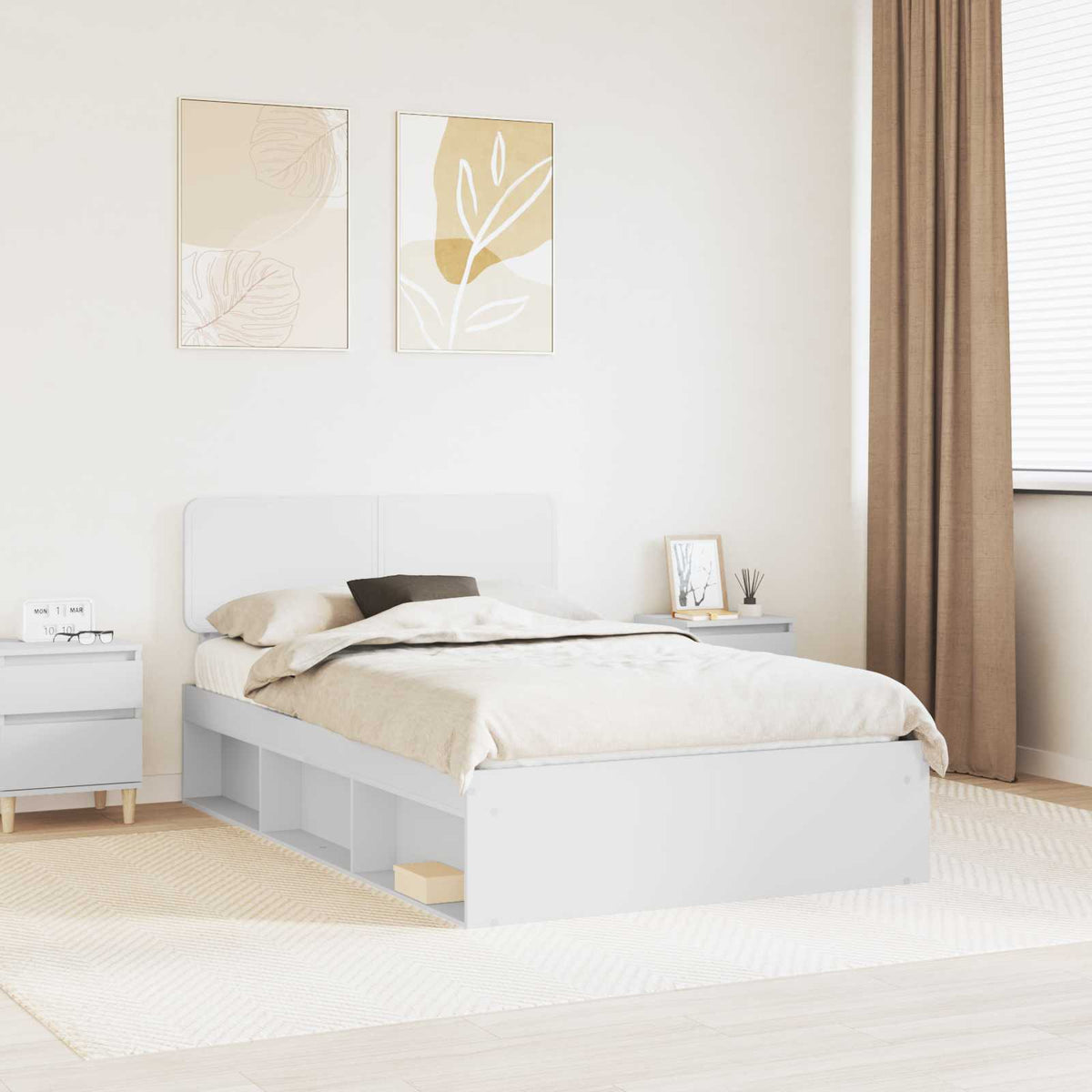 Bedframe met hoofdeinde Wit 120 x 200 cm Massief grenenhout is nu te koop bij PeponiXL, paradijselijk wonen!