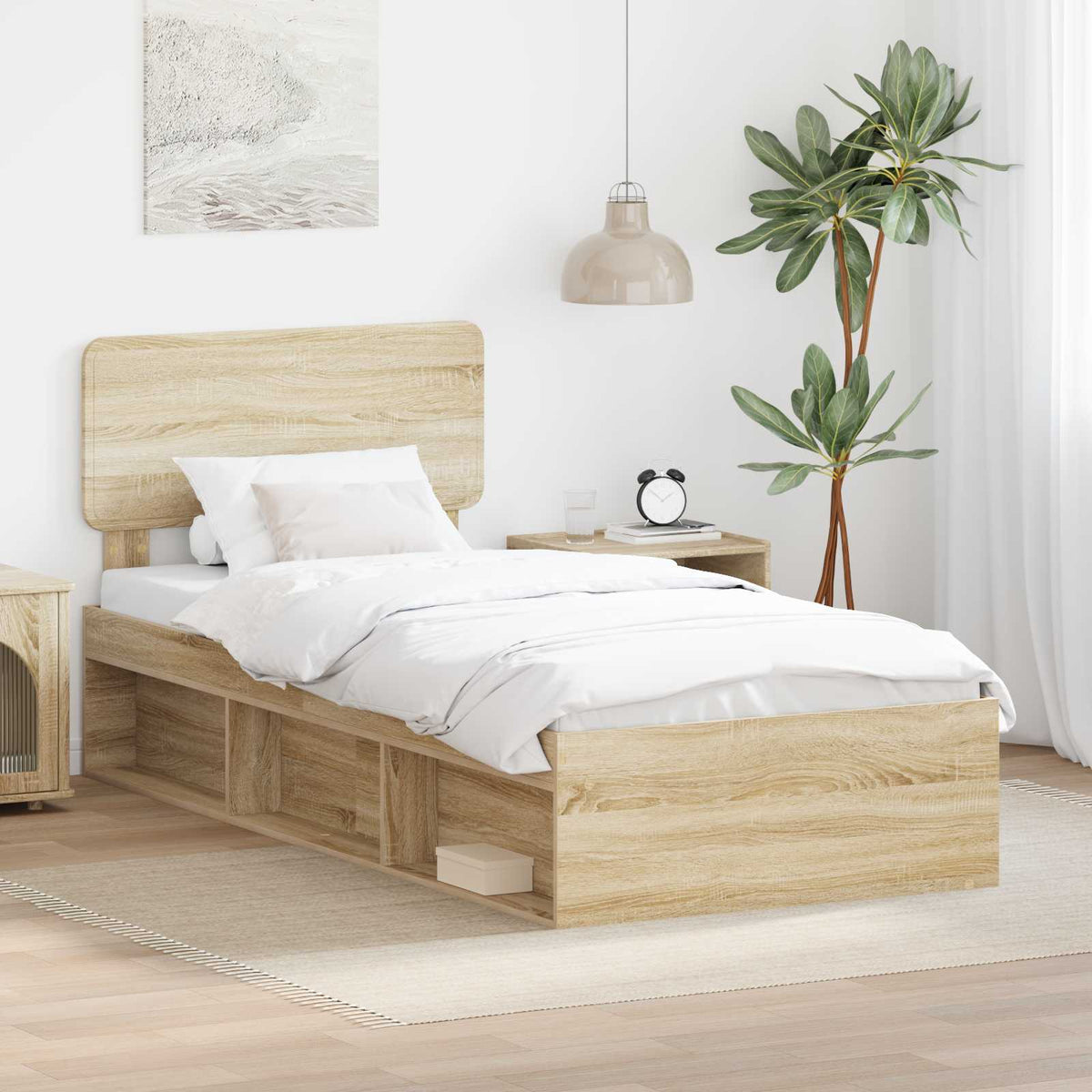 Bedframe met hoofdeinde Sonoma 100 x 200 cm Massief grenenhout is nu te koop bij PeponiXL, paradijselijk wonen!