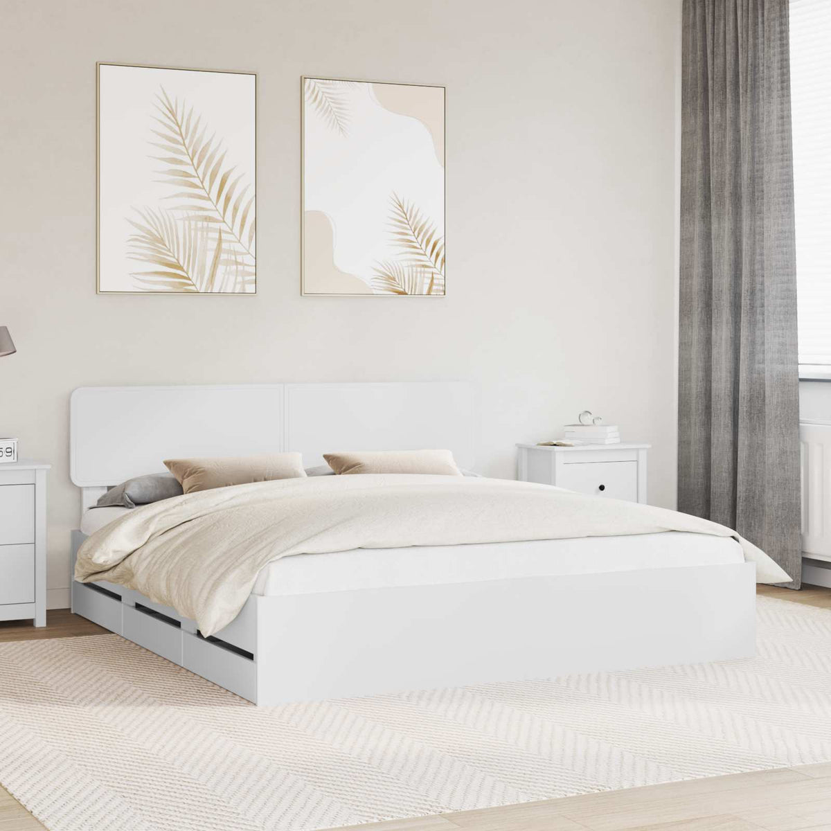 Bedframe met lade Wit 200 x 200 cm Geconstrueerd hout is nu te koop bij PeponiXL, paradijselijk wonen!