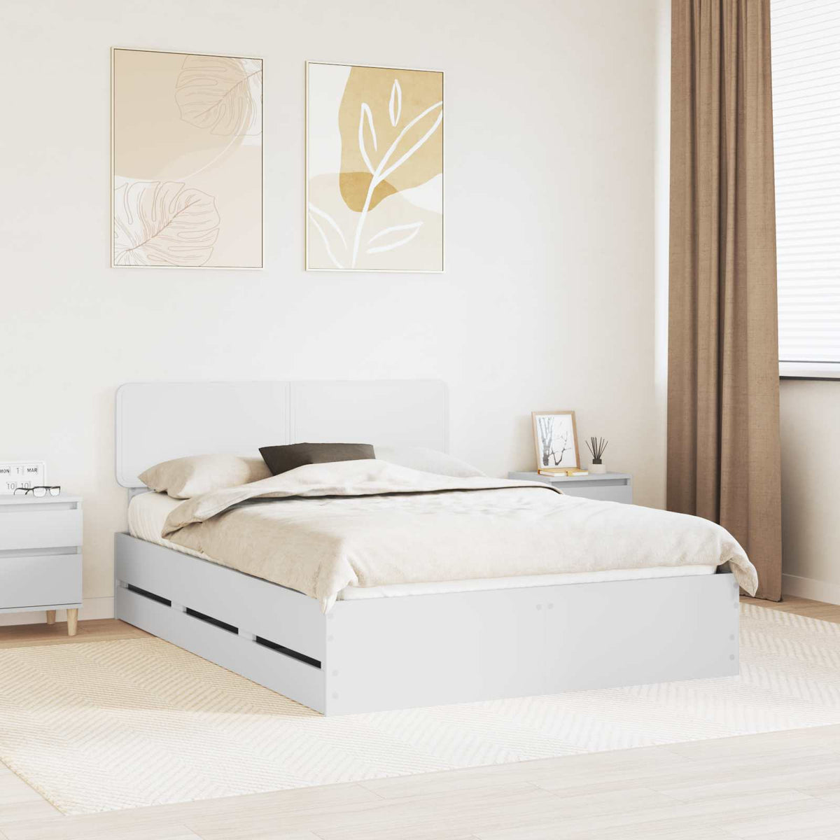 Bedframe met lade Wit 150 x 200 cm Geconstrueerd hout is nu te koop bij PeponiXL, paradijselijk wonen!