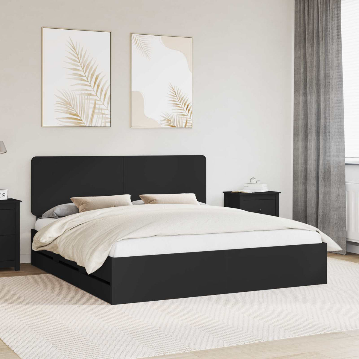Bedframe met lade met opslag Zwart 180 x 200 cm Ingenieurshout is nu te koop bij PeponiXL, paradijselijk wonen!